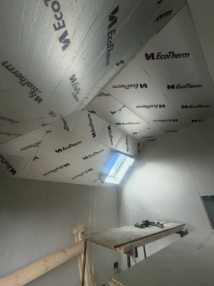 Freshly replastered room in S10 Sheffield — perfectly flat two-coat skim finish on walls and ceiling, decoration-ready, by P&R Solutions Sheffield plasterers